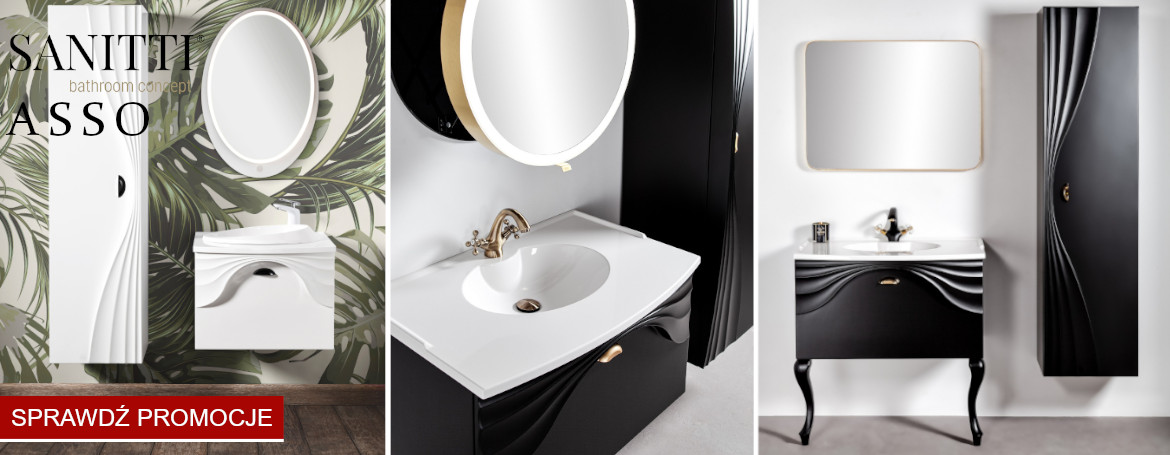 meble do łazienki sanitti asso białe czarne