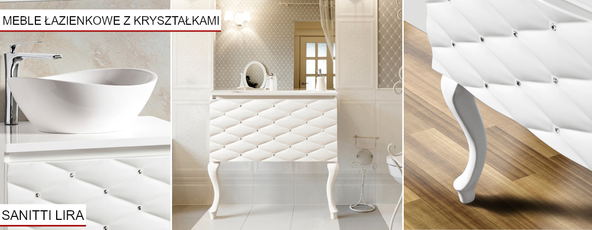 Pikowane meble łazienkowe z kryształkami Sanitti Lira
