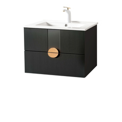 Szafka łazienkowa ryflowana Sanitti Epsilon 60 czarna uchwyt złoty