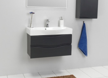Szafka łazienkowa ANTADO WAVE VA-140/80/2-U164+UCS-LY-80 GRAFIT MAT