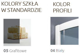 Szkło grafitowe i profil biały kabiny prysznicowej