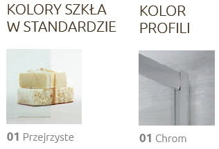 Szkło przejrzyste i profil chrom kabiny prysznicowej