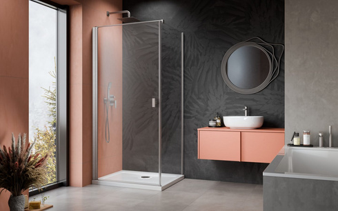 Kabina prysznicowa nikiel Radaway Nes Brushed Nickel 80x70 lewa