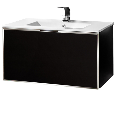 Szafka czarna pod umywalkę Sanitti Delta 80 front lustro srebrne