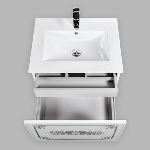 Szafka biała pod umywalkę Sanitti Vintage 80 front lustro srebrne