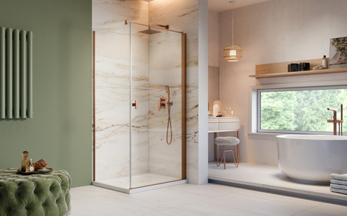 Kabina prysznicowa miedź Radaway Nes Brushed Copper KDJ I 75x80 prawa