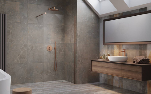 Prysznic walk-in 55 miedź szczotkowana Radaway Modo New Brushed Copper II