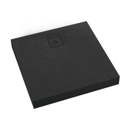 Brodzik akrylowy zintegrowany z nośnikiem Stabilsound Plus® oraz obudową akrylową przeciągniętą do podłogi NonLimits Black Stone 80x80x12 cm, kwadratowy