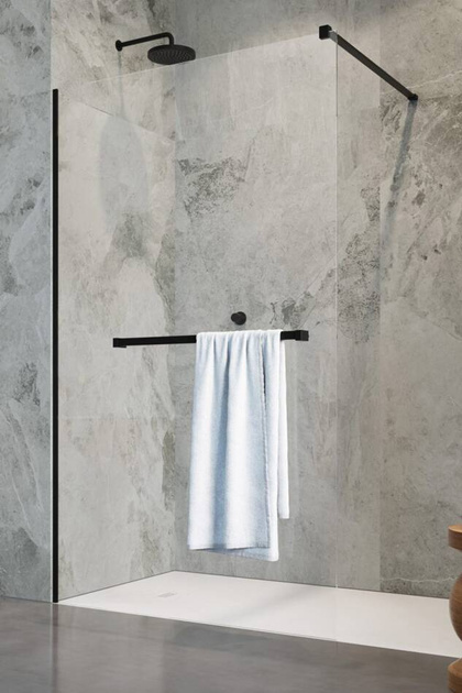 Kabina walk-in czarna 150 cm Radaway Modo New Black II z wieszakiem