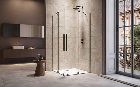 Kabina prysznicowa 100x90 czarna Radaway Furo Black KDD przesuwne