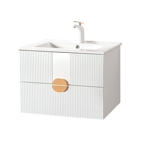 Szafka łazienkowa ryflowana Sanitti Epsilon 60 biała uchwyt złoty