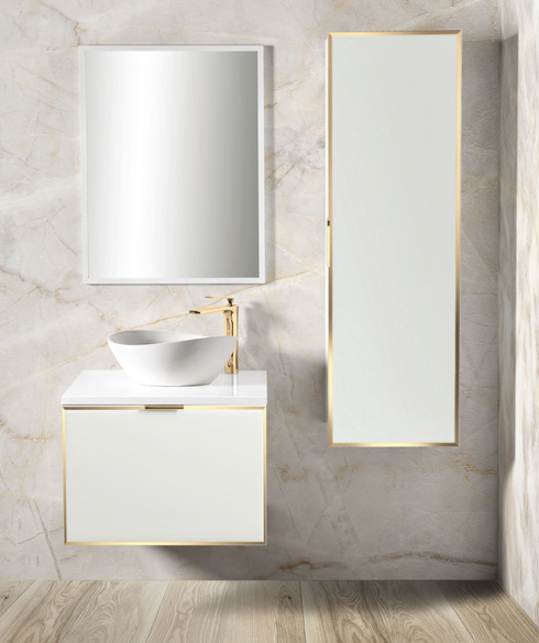Szafka biała z blatem Sanitti Delta 60 front lustro złote