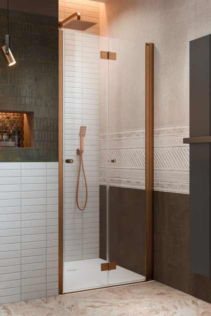 Drzwi miedź szczotkowana Radaway Nes Brushed Copper DWB 90 Prawe