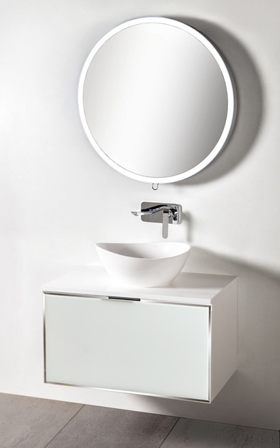 Szafka biała z blatem Sanitti Delta 80 front lustro srebrne