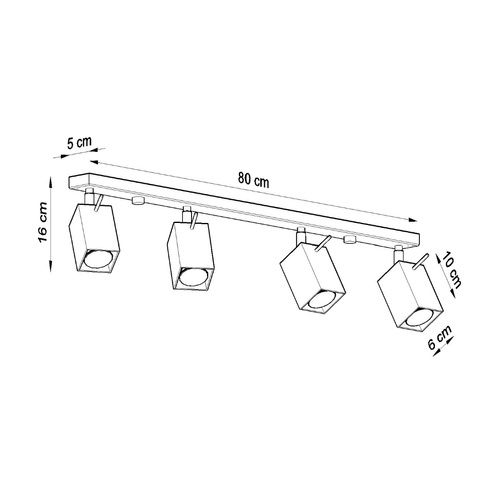 Plafon MERIDA 4L szary