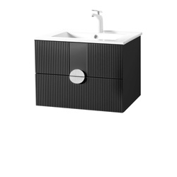 Szafka łazienkowa ryflowana Sanitti Epsilon 60 czarna uchwyt złoty