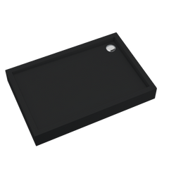 Brodzik akrylowy zintegrowany z nośnikiem Stabilsound Plus® oraz obudową akrylową przeciągniętą do podłogi Favory Plus Black Mat 80x100x16 cm, prostokątny