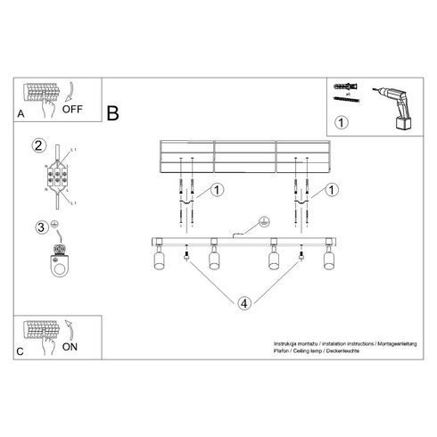 Plafon FAGER 4L czarny