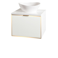 Szafka biała z blatem Sanitti Delta 60 front lustro złote