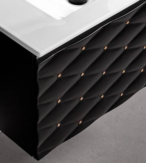 Czarna szafka pod umywalkę z kryształkami złotymi Sanitti Lira 80