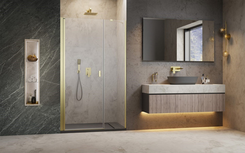 Drzwi prysznicowe Radaway Nes Brushed Gold DWS 130 lewe