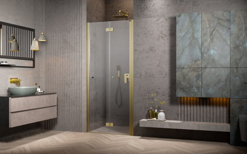 Drzwi złoto szczotkowane 80 Radaway Nes Brushed Gold DWB Prawe