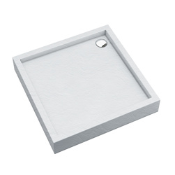 Brodzik akrylowy zintegrowany z nośnikiem Stabilsound Plus® oraz obudową akrylową przeciągniętą do podłogi Favory Plus White Stone 80x80x16 cm, kwadratowy
