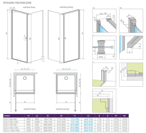 Kabina prysznicowa Radaway EOS KDJ 100x100 137523-01-01R prawa