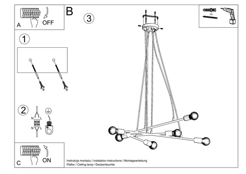 Lampa wisząca ASTRAL 6 czarna