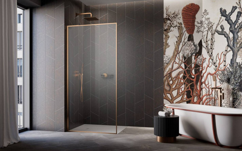 Walk-in 70 Radaway Modo F SL Brushed Copper II z ramą miedź lewa
