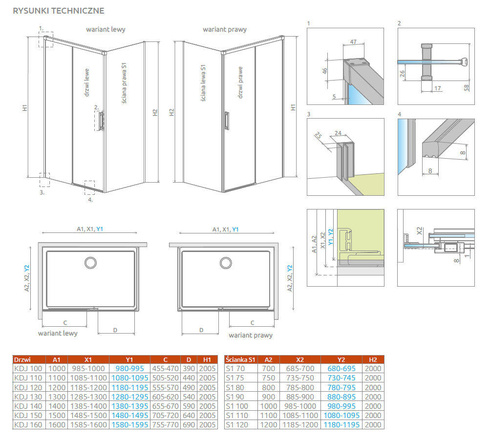 Kabina prysznicowa Radaway Idea KDJ 160x120 przesuwna chrom prawa