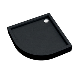 Brodzik akrylowy zintegrowany z nośnikiem Stabilsound Plus® oraz obudową akrylową przeciągniętą do podłogi Favory Plus Black Stone 90x90x16 cm R55, półokrągły