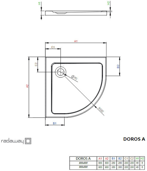 Brodzik półokrągły Radaway Doros A Stone kaszmirowy 90x90