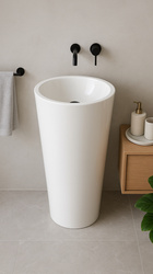 Umywalka wolnostojąca z konglomeratu MARRELIA  biała połysk