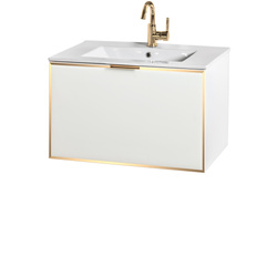 Szafka łazienkowa biała Sanitti Delta 70 front lustro złote