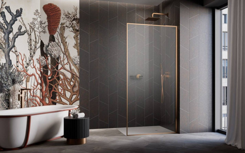 Walk-in 85 Radaway Modo F SL Brushed Copper II z ramą miedź prawa