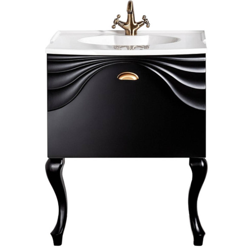 Czarna szafka łazienkowa Sanitti Asso 60 z 2 nogami uchwyt złoty mat