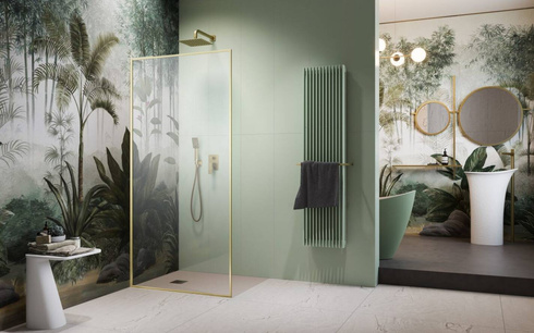 Kabina walk-in 75 Radaway Modo F SL Brushed Gold II z ramą lewa