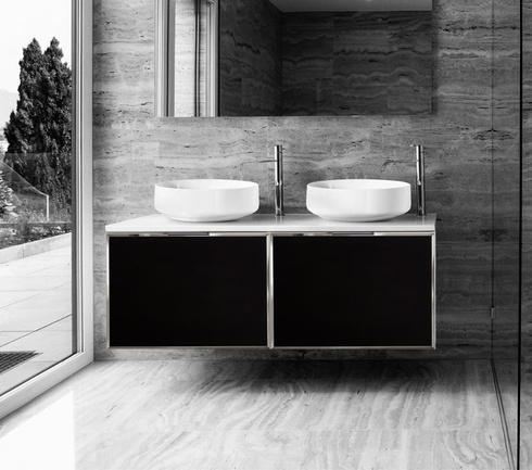 Szafka łazienkowa czarna Sanitti Delta 60 front lustro srebrne