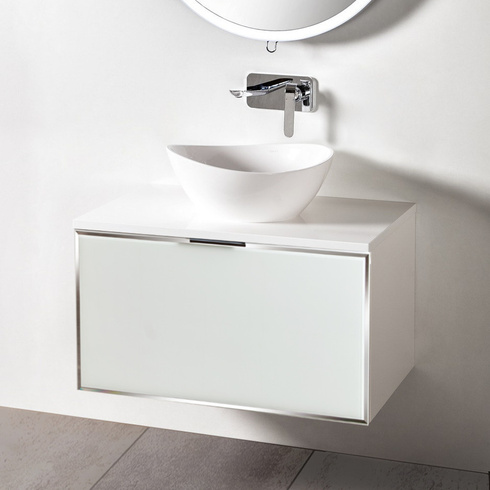 Szafka biała z blatem Sanitti Delta 80 front lustro srebrne