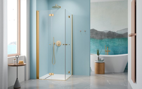 Kabina złota połysk składana Radaway Nes Gold KDD B 80x90