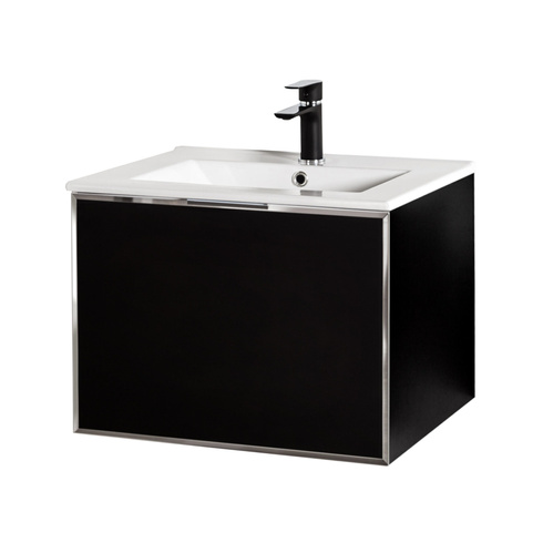 Szafka łazienkowa czarna Sanitti Delta 60 front lustro srebrne