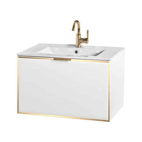 Szafka łazienkowa biała Sanitti Delta 70 front lustro złote