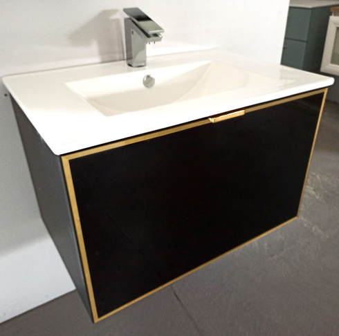  Szafka łazienkowa czarna Sanitti Delta 60 front lustro złote