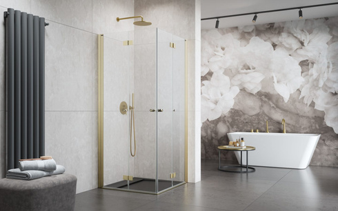 Kabina złota szczotkowana składana 90x90 Radaway Nes Brushed Gold KDD B