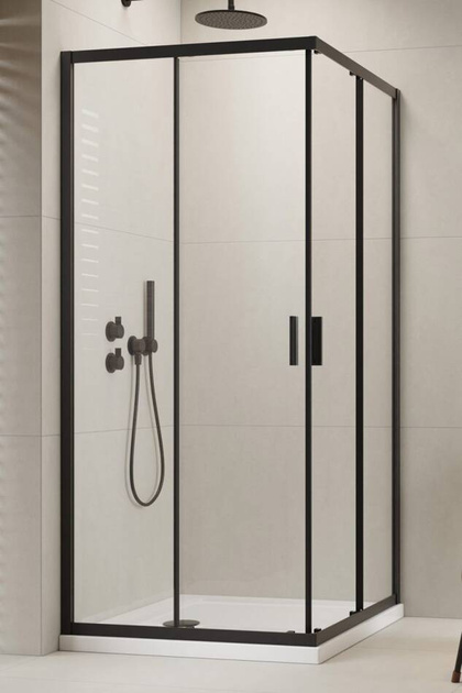 Czarna kabina prysznicowa 80x90 Radaway Alienta Black D przesuwne