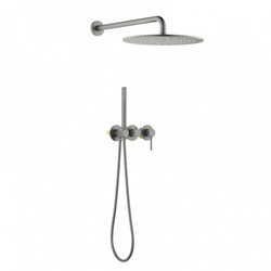 Zestaw prysznicowy podtynkowy z deszczownicą i prysznicem BOSTON BOS-ZKP.350 GRAFIT (GUN METAL)