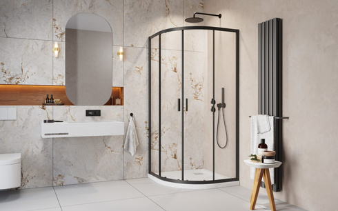 Kabina prysznicowa czarna 80x80 półokrągła Radaway Alienta Black A