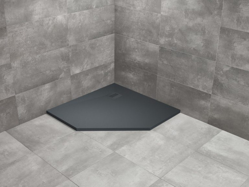 Brodzik pięciokątny konglomerat Radaway Kyntos PT antracytowy 80x80