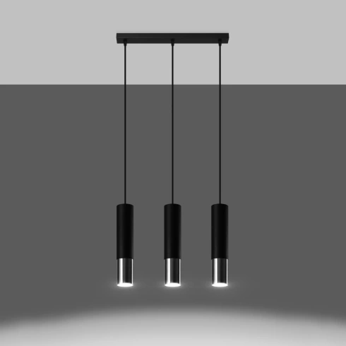 Lampa wisząca LOOPEZ 3L czarny/chrom